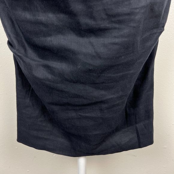 Nicole Miller Artelier Dress Women 4 Black Sleeveless Midi Drape Solid LBD Linen - Picture 8 of 14